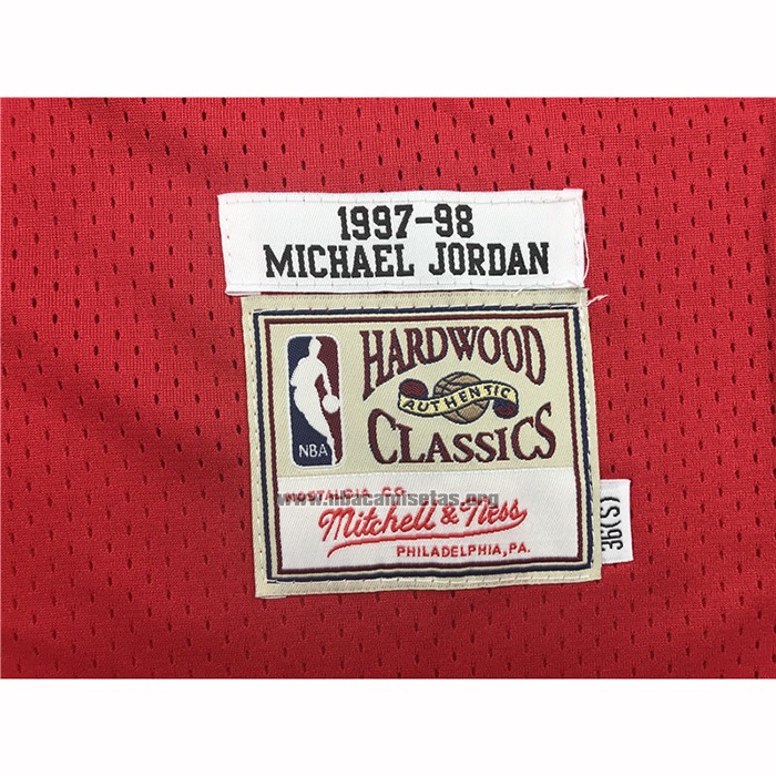 Camiseta Chicago Bulls Michael Jordan NO 23 Hardwood Classics Throwback 1997-1998 Rojo